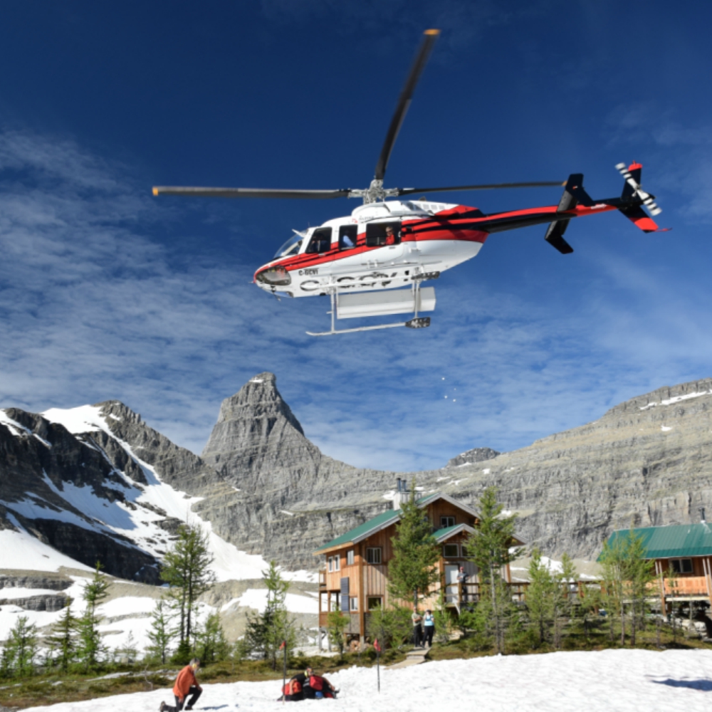 winter helicopter access to lodge