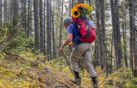 Barb Renner headed into the woods